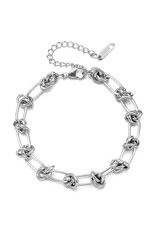 Singularu RVS Gevlochten Dames Schakelarmband, zilverkleurig