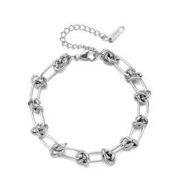 Singularu RVS Gevlochten Schakelarmband, zilverkleurig