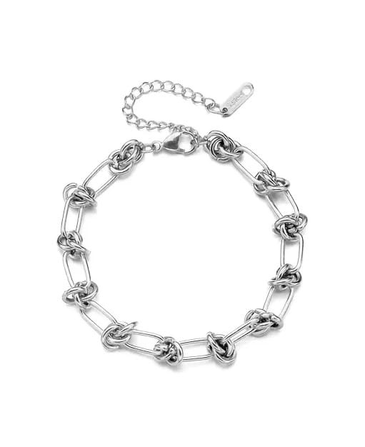 Singularu RVS Gevlochten Dames Schakelarmband, zilverkleurig