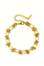 Singularu 18K Verguld Gevlochten Dames Schakelarmband, goud