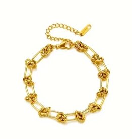 Singularu 18K Verguld Gevlochten Schakelarmband, goud