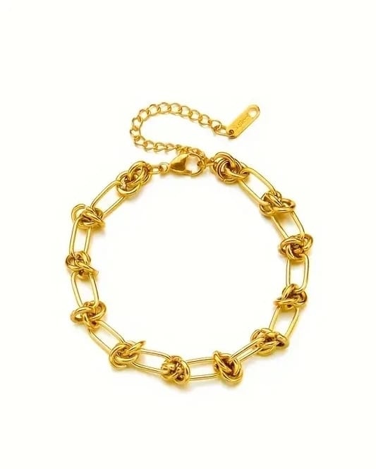 Singularu 18K Verguld Gevlochten Dames Schakelarmband, goud