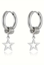 SOHI Holle Ster RVS Dames Oorbellen, zilver