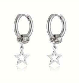 SOHI Holle Ster RVS Oorbellen, zilver