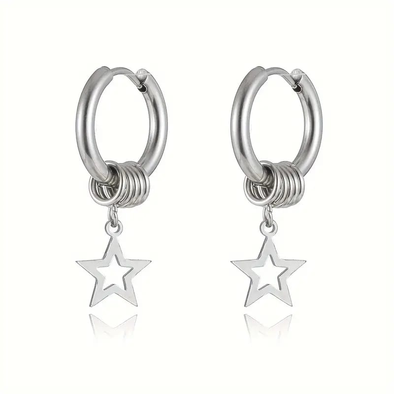 SOHI Holle Ster RVS Dames Oorbellen, zilver