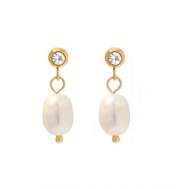 Amore 14K Verguld Zoetwaterparel Oorbellen, goud