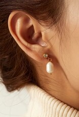 Amore 14K Verguld Roestvrijstalen Zoetwaterparel Oorbellen, goud