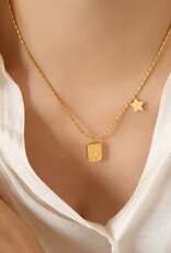 Laura Lombardi 18K goldplated Dames ketting met hanger ster, goud