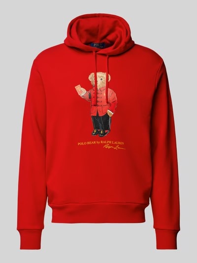 Polo Ralph Lauren Triple-Pony Crest Hoodie, rood