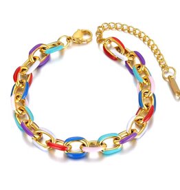 Singularu RAINBOW LINK ARMBAND, goudkleurig