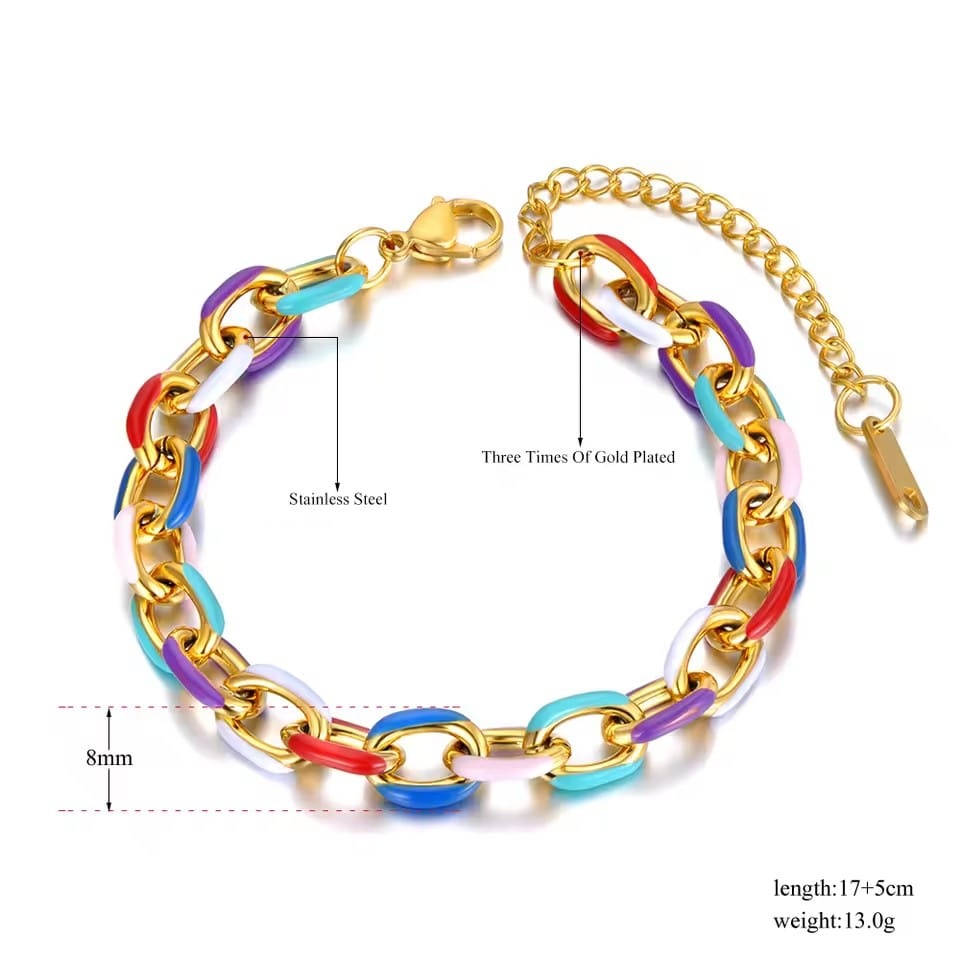 Singularu RAINBOW LINK Dames ARMBAND, zilverkleurig