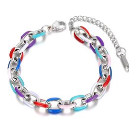 Singularu RAINBOW LINK ARMBAND, zilverkleurig