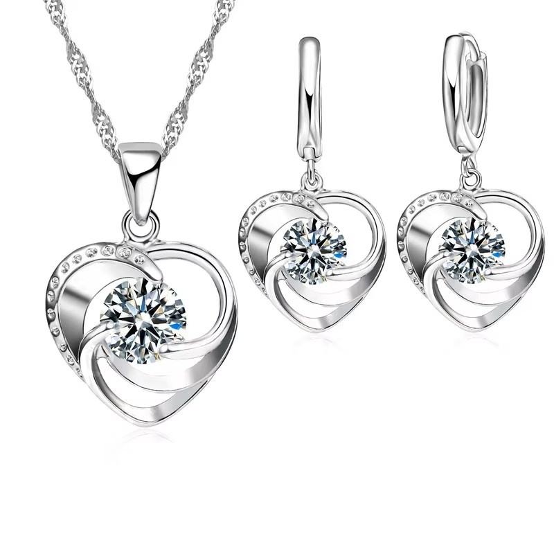 Laura Lombardi Dames 925 Sterling  Sieradenset Ketting & Oorbellen, zilver