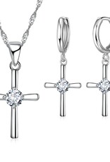 Laura Lombardi Dames 925 Sterling Sieradenset Ketting & Oorbellen, zilver