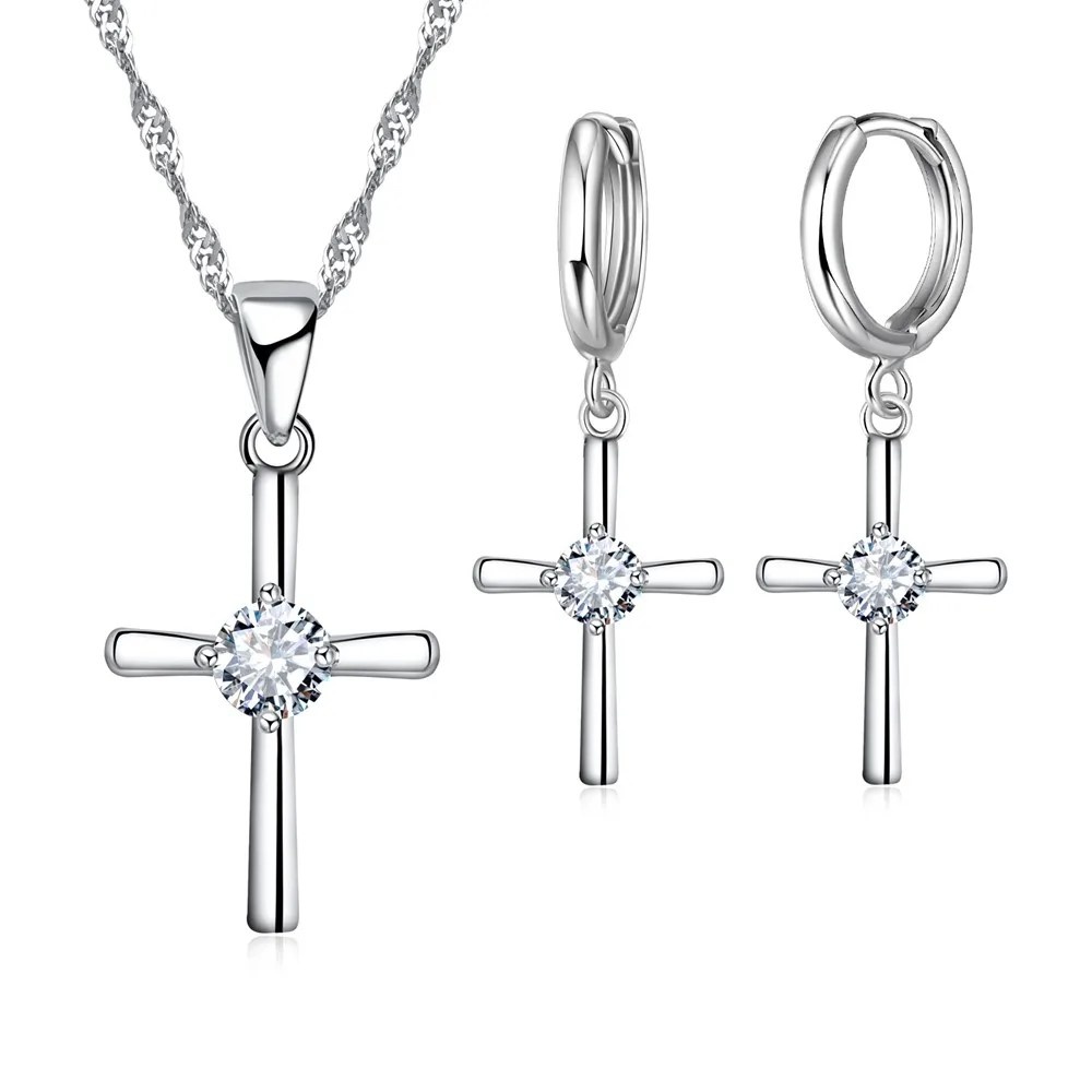 Laura Lombardi Dames 925 Sterling Sieradenset Ketting & Oorbellen, zilver