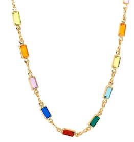SOHI 18K Verguld Kleurrijk Ketting met Zirkonia, goudkleurig