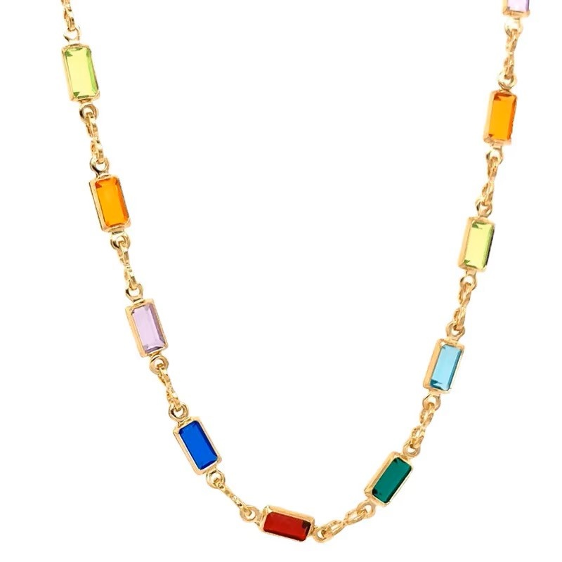 SOHI 18K Verguld Dames Kleurrijk Ketting met Zirkonia, goudkleurig