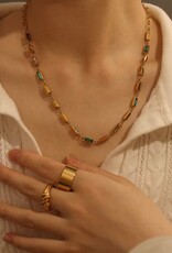 SOHI 18K Verguld Dames Kleurrijk Ketting met Zirkonia, goudkleurig SOHI 18K Verguld Dames Kleurrijk Ketting met Zirkonia, goudkleurig