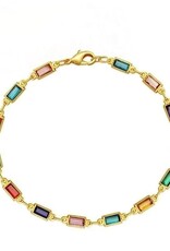 SOHI 18K Verguld Dames Kleurrijk Armband met Zirkonia, goudkleurig