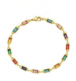 SOHI 18K Verguld Kleurrijk Armband met Zirkonia, goudkleurig