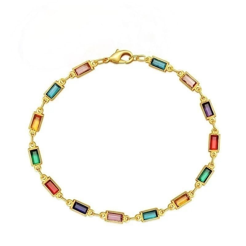 SOHI 18K Verguld Dames Kleurrijk Armband met Zirkonia, goudkleurig