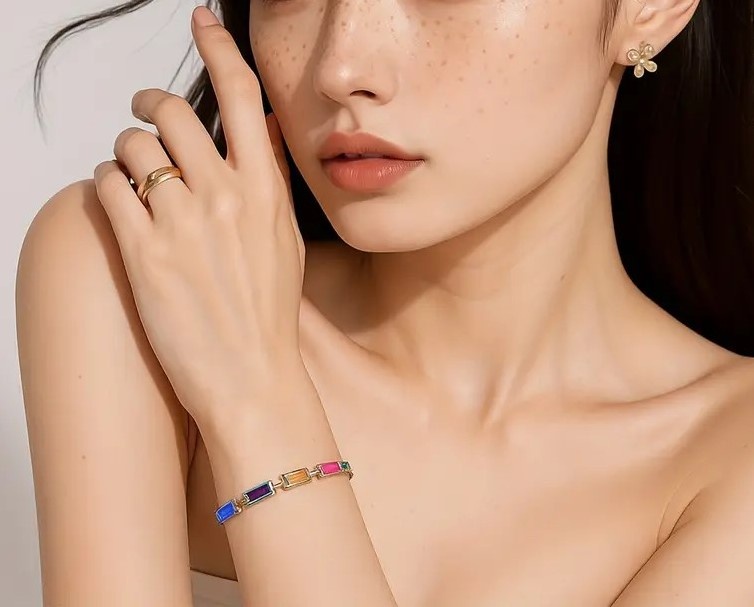 SOHI 18K Verguld Dames Kleurrijk Armband met Zirkonia, goudkleurig