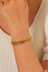 Eve Goldplated Meerlaagse Dames armband, goudkleurig