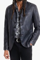 John Varvatos  Slim Fit Heren Leren Jacket, blauw