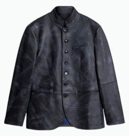 John Varvatos  Oxus Designer Leren Jacket, blauw