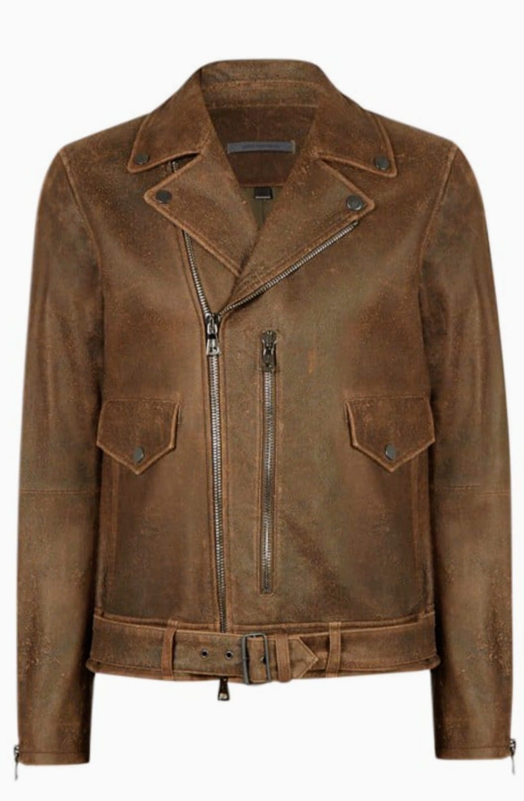 John Varvatos  Heren Leather Biker jackt, bruin