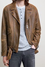 John Varvatos  Heren Leather Biker jackt, bruin