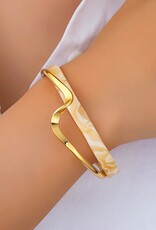 Laura Lombardi Dames Stalen goldplated armband glad breed, Goudkleurig