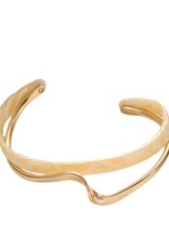 Laura Lombardi Dames Stalen goldplated armband glad breed, Goudkleurig