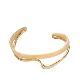Laura Lombardi Dames Stalen goldplated armband glad breed, Goudkleurig
