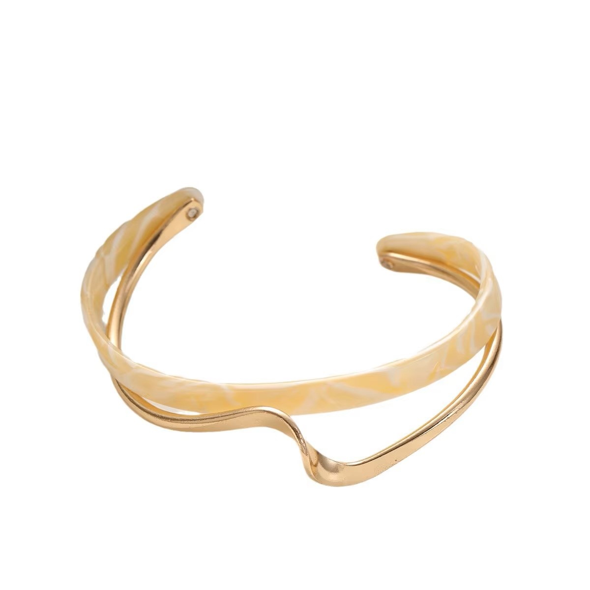 Laura Lombardi Dames Stalen goldplated armband glad breed, Goudkleurig
