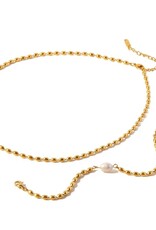 Laura Lombardi Dames Goldplated set armband en ketting family Parel, goudkleurig
