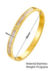 Laura Lombardi Dames Stalen goldplated armband glad breed, Goudkleurig