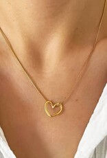 More Coins Dames Roestvrij staal ketting met hanger hart, goudkleurig