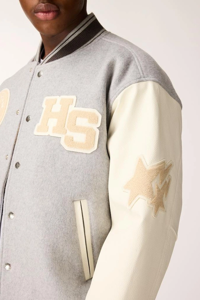The  BAPE Heren Campus Bomberjacket, grijs