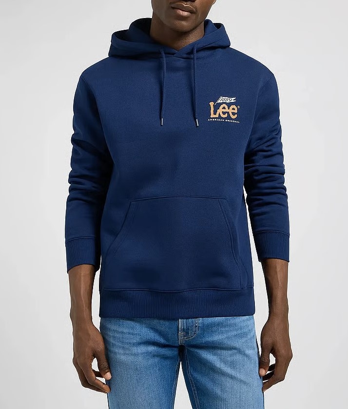 Lee Jeans Heren Logo Hoodie, blauw