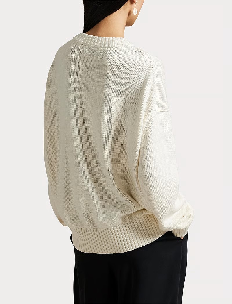 Polo Ralph Lauren Beer Dames gebreide trui, gebroken wit