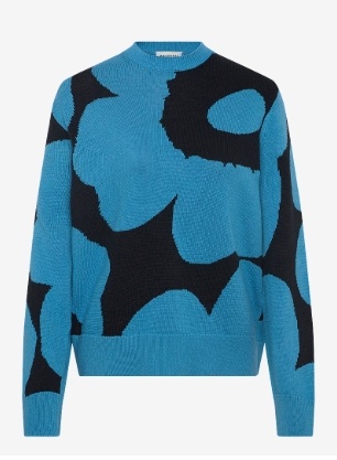 Marimekko Dames Ronde hals Gebreide Trui, blauw