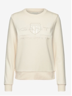 GANT Dames Ronde hals Katoen Sweater, wit