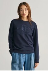 GANT Dames Ronde hals Katoen Sweater, blauw