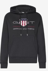 GANT Dames Hoodie met capuchon, zwart