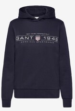 GANT Dames SHIELD Hoodie met capuchon, blauw