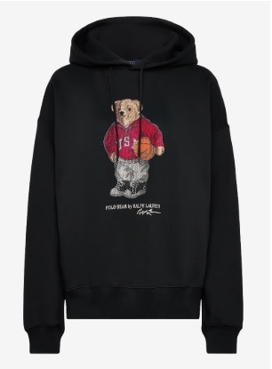 Polo Ralph Lauren Dames Bear Fleece Hoodie met capuchon, zwart
