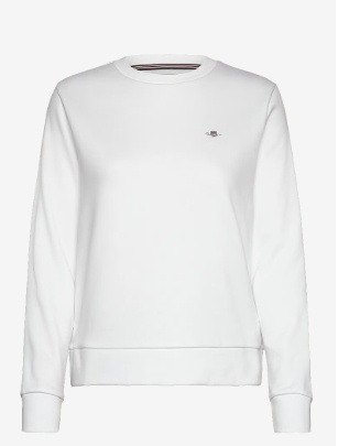GANT Dames Ronde hals Katoen Sweater, wit