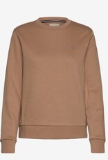 GANT Dames Ronde hals Katoen Sweater, bruin