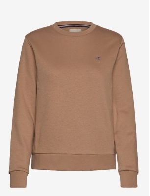 GANT Dames Ronde hals Katoen Sweater, bruin